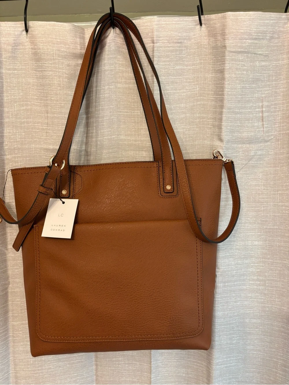 LC Lauren Conrad Presley Convertible Tote Bag in 210 Saddle - Picture 1 of 6